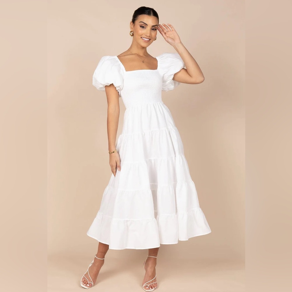 Petal & pup puff sleeve smocked tiered maxi nwot